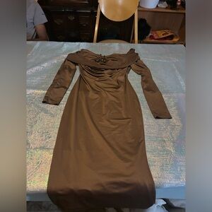 Elegant Brown‎ Off-Shoulder Dress